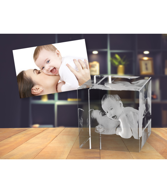 3D foto in glas - Kubus 5 cm - Kristal Glas
