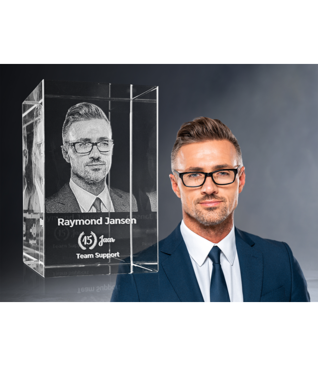 3D foto in glas - Rechthoek Blok - 6x6x9 cm - Kristal Glas