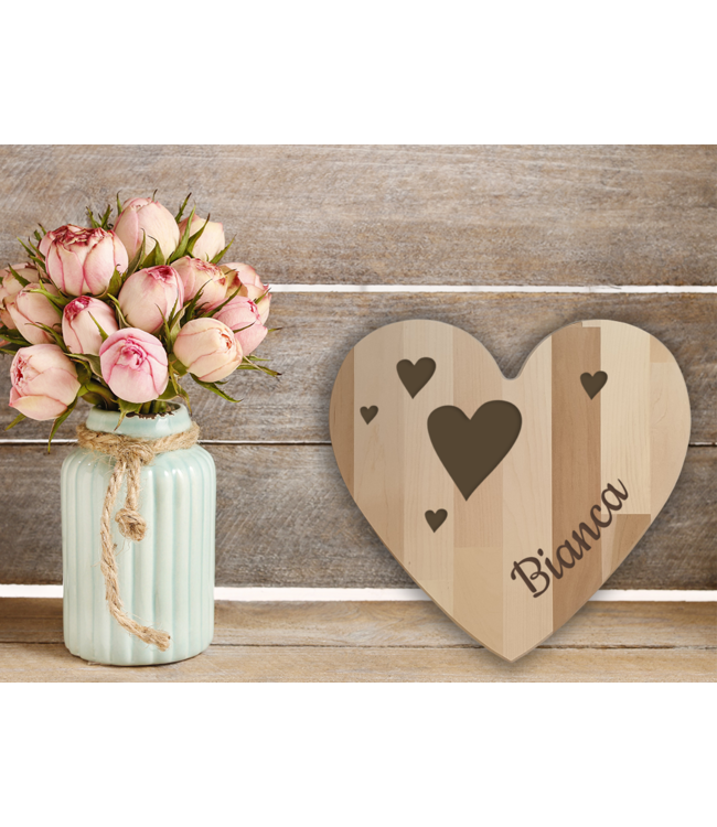 Borrelplank hart met foto of tekst - 27x27 cm