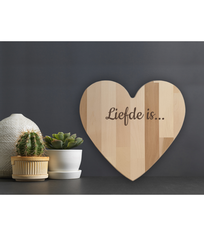 Borrelplank hart met foto of tekst - 27x27 cm