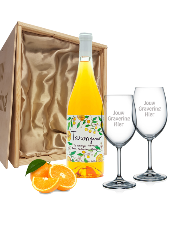 Wijnpakket met 2 glazen - Tarongino Orange