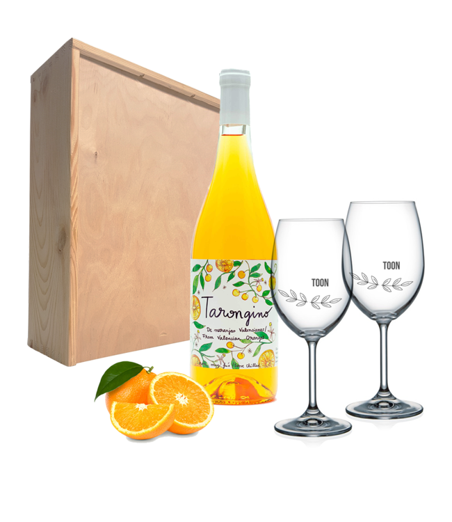 Wijnpakket met 2 glazen - Tarongino Orange