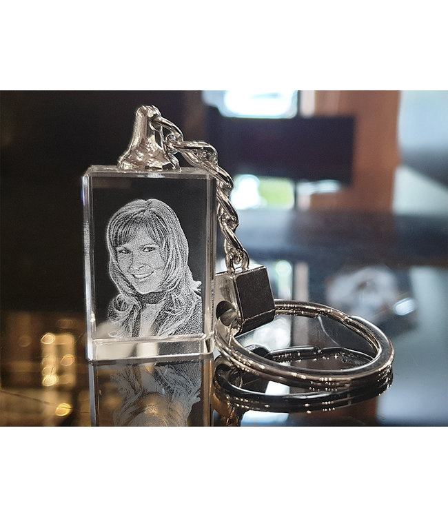 3D foto in glas - Sleutelhanger zonder licht - Kristal Glas