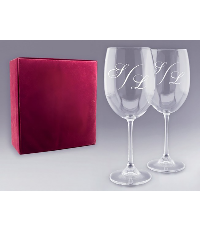 Gegraveerde wijnglazen in luxe geschenkverpakking