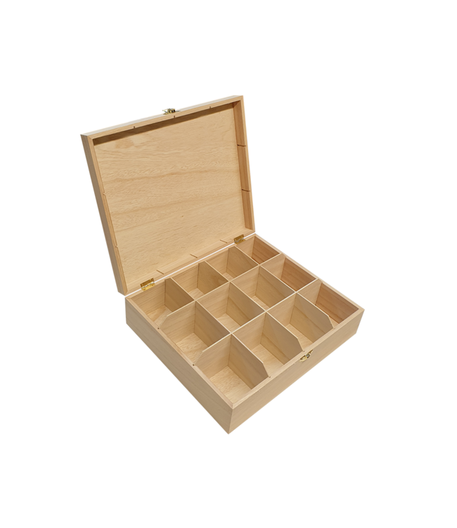 Theekist met tekst graveren (12 vakken)