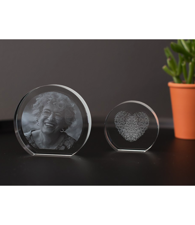 2D foto in glas - Cirkel - 3 maten - Kristal Glas