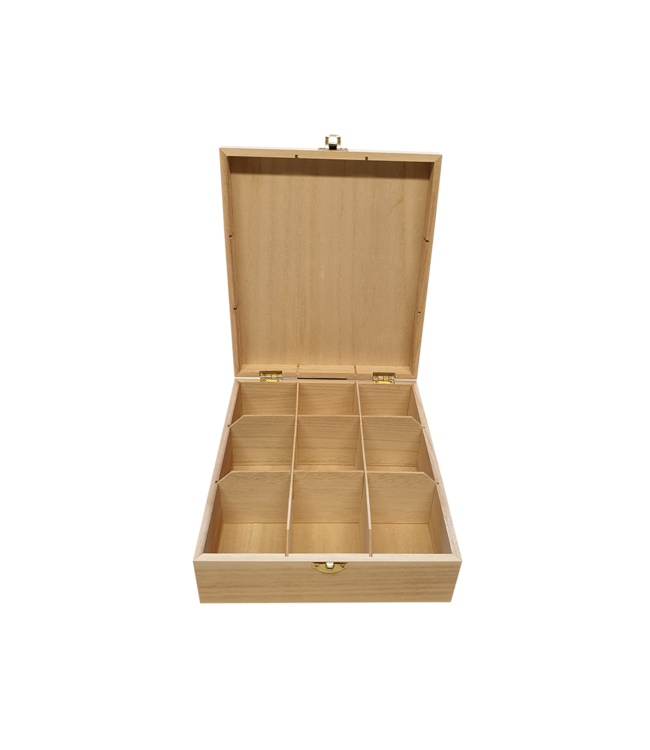 Theedoos met gepersonaliseerde tekst graveren (9 vakken)