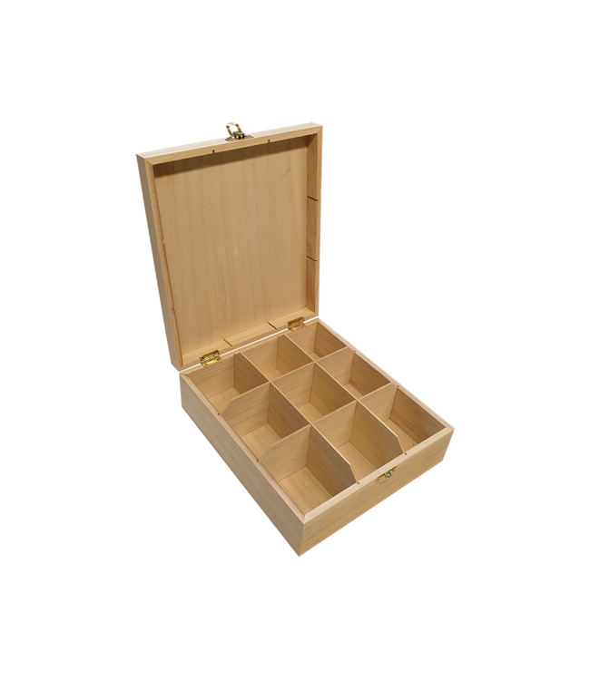 Theedoos met gepersonaliseerde tekst graveren (9 vakken)