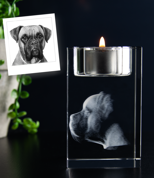 3D foto in glas - Waxinelichthouder rechthoek - 5x5x8 cm - Kristal Glas