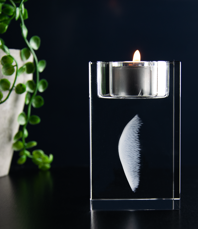 3D foto in glas - Waxinelichthouder rechthoek - 5x5x8 cm - Kristal Glas