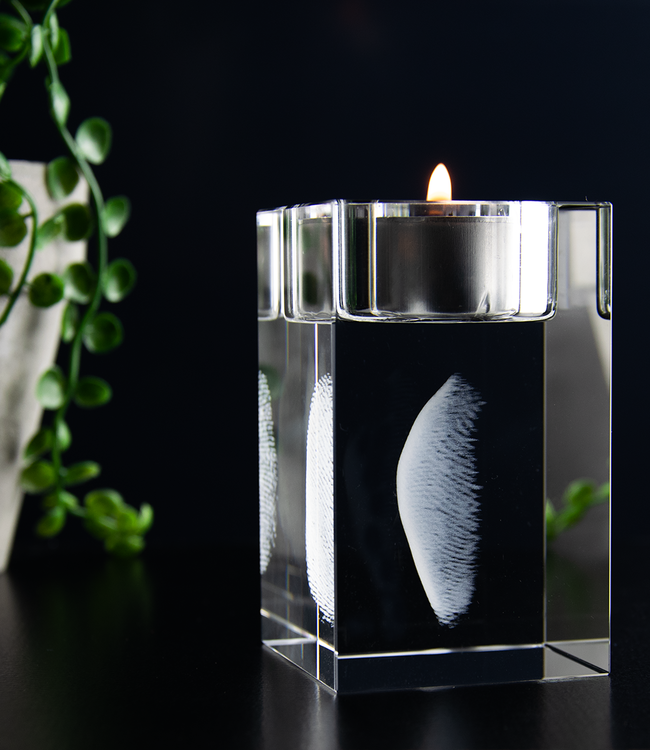3D foto in glas - Waxinelichthouder rechthoek - 5x5x8 cm - Kristal Glas