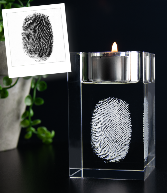 3D foto in glas - Waxinelichthouder rechthoek - 5x5x8 cm - Kristal Glas