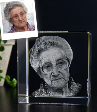 3D foto in glas - Kubus 8 cm - Kristal Glas