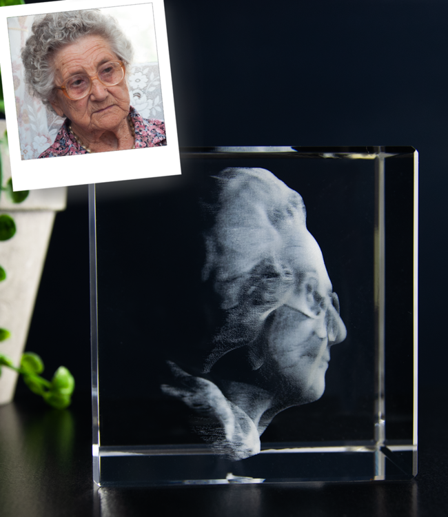 3D foto in glas - Kubus 8 cm - Kristal Glas