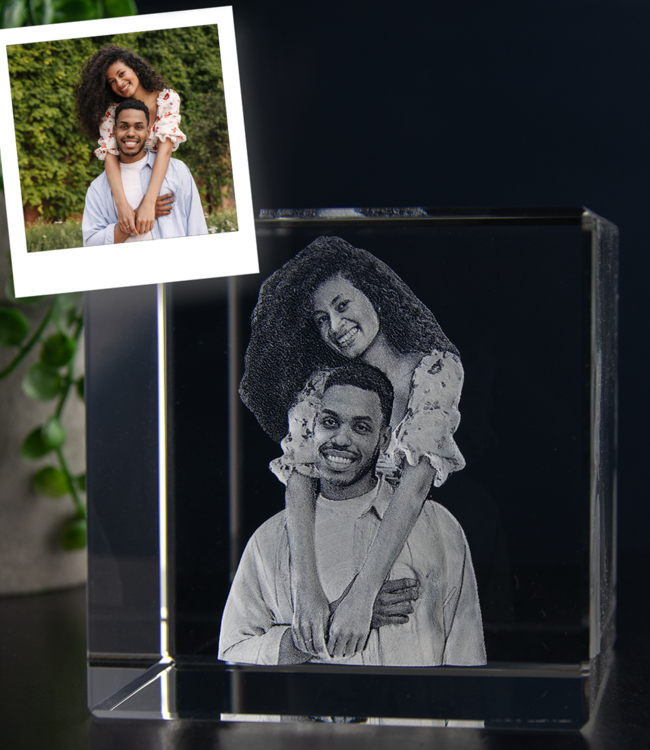 3D foto in glas - Kubus 8 cm - Kristal Glas