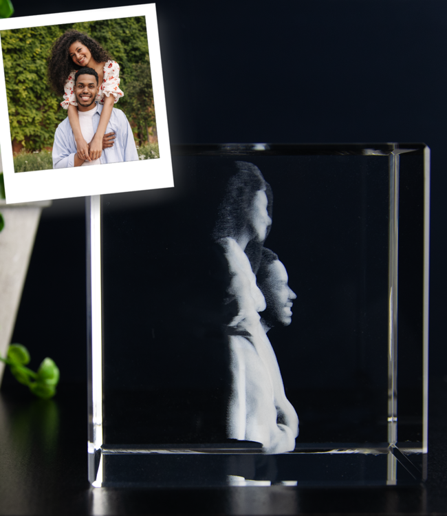 3D foto in glas - Kubus 8 cm - Kristal Glas