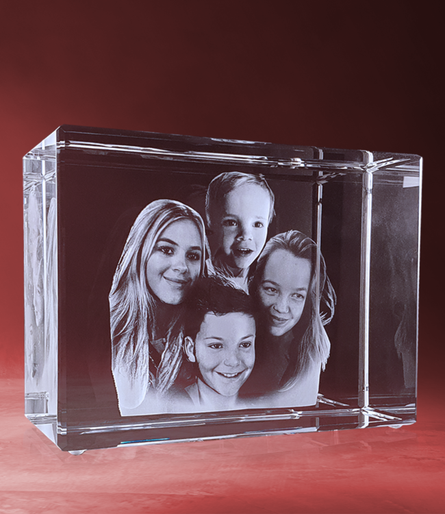 3D foto in glas - Rechthoek Blok - 18x12x8cm - Kristal Glas