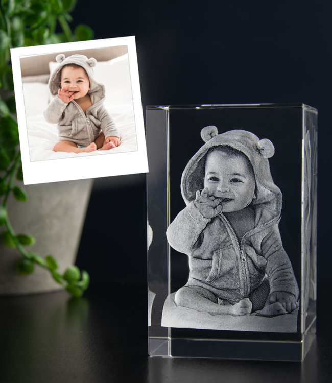 3D foto in glas rechthoek blok 5x5x8 cm - JustMoreGifts - JustMoreGifts