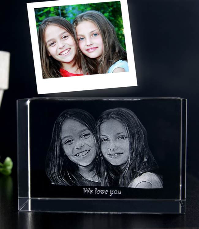3D foto in glas - Rechthoek Blok - 6x6x9 cm - Kristal Glas
