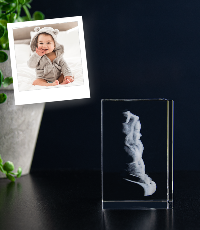 3D foto in glas - Rechthoek Blok - 4x4x6 cm - Kristal Glas
