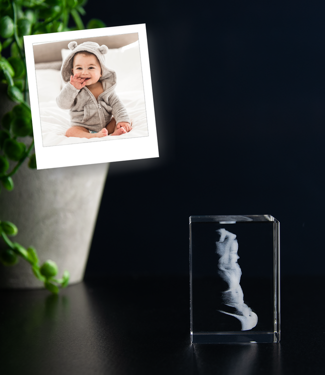 3D foto in glas - Rechthoek Blok - 3x3x4 cm  - Kristal Glas
