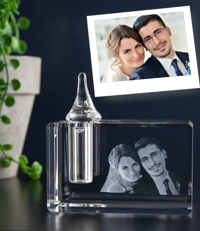 3D foto in glas - Urn klein  - 5x5x8 cm - Kristalglas