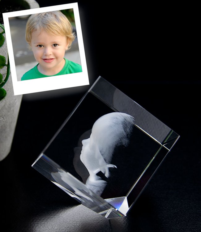 3D foto in glas - Kubus 5 cm staand op hoek - Kristal Glas
