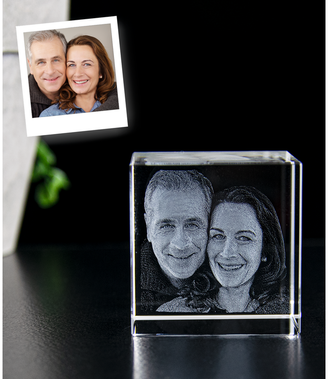 3D foto in glas - Kubus 4 cm - Kristal Glas