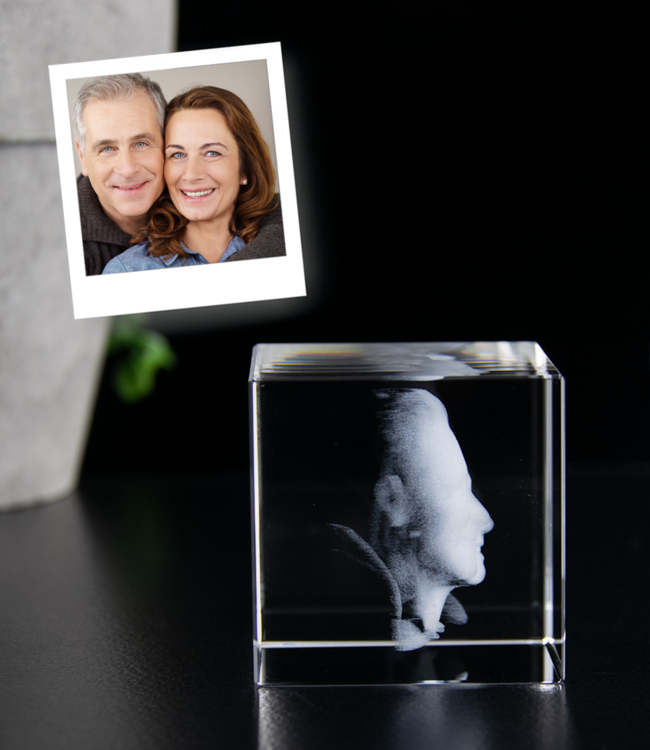 3D foto in glas - Kubus 4 cm - Kristal Glas