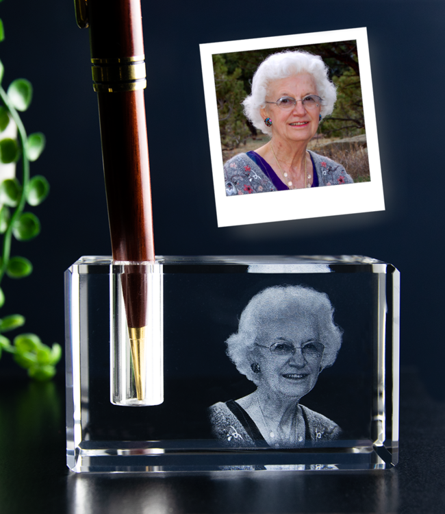 3D Foto in glas - Penhouder - 5x5x8cm - kristal glas