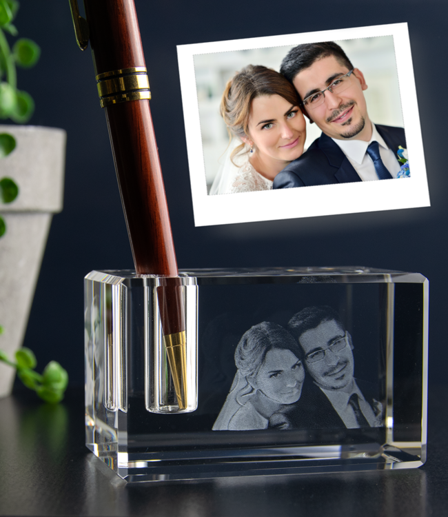 3D Foto in glas - Penhouder - 5x5x8cm - kristal glas
