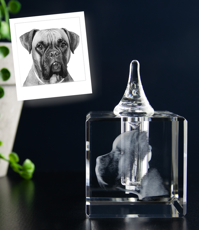 3D foto in glas - Urn klein  - 5x5x8 cm - Kristalglas