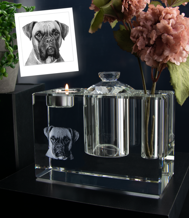 3D foto in glas - Urn groot - 18x12x8 cm - Kristal Glas
