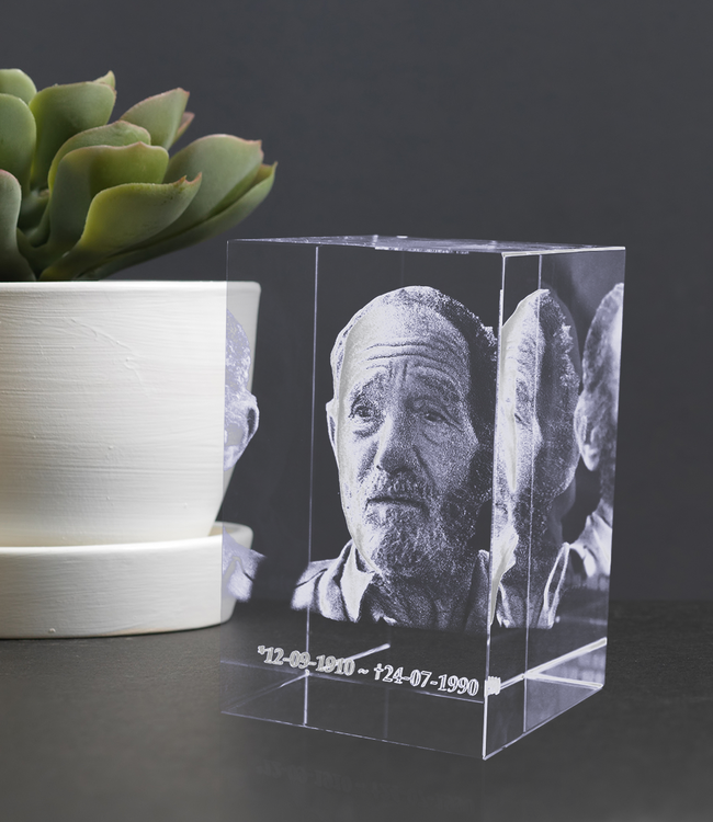 3D foto in glas - Rechthoek Blok - 8x8x12 cm - Kristal Glas