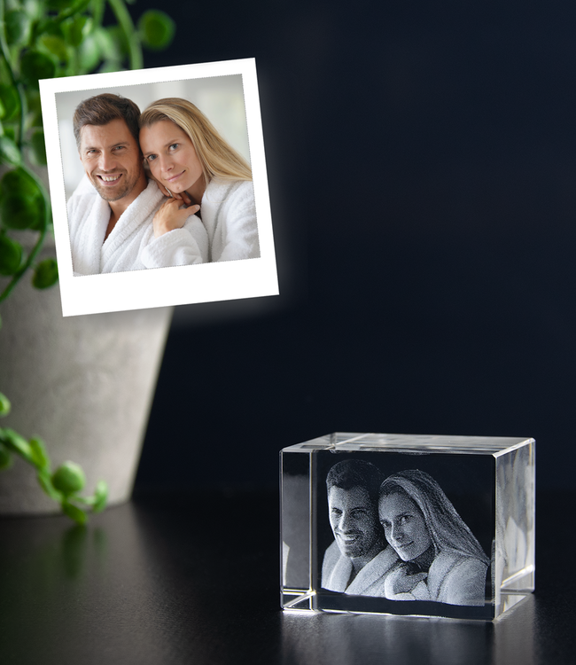 3D foto in glas - Rechthoek Blok - 3x3x4 cm  - Kristal Glas