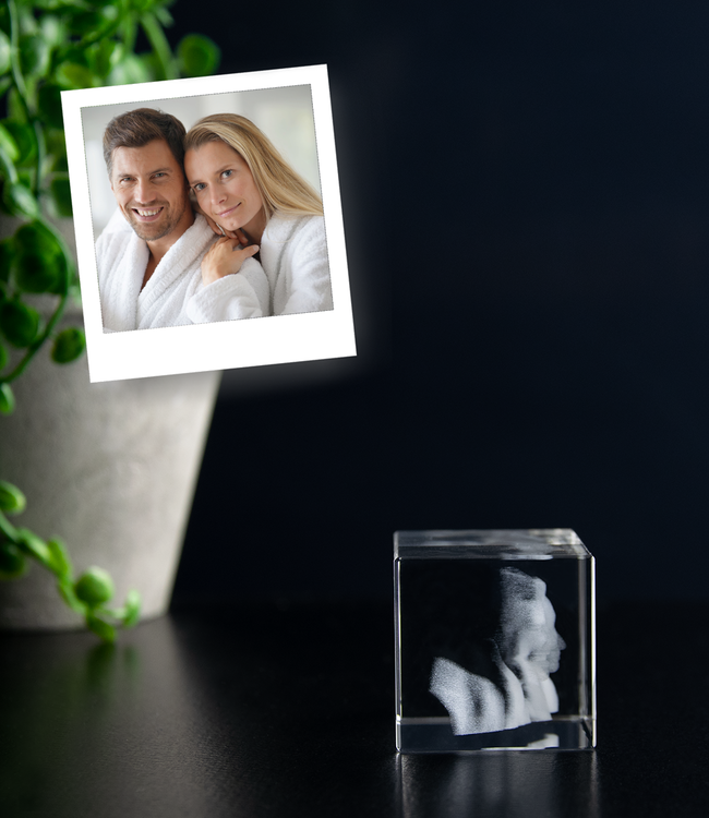 3D foto in glas - Rechthoek Blok - 3x3x4 cm  - Kristal Glas