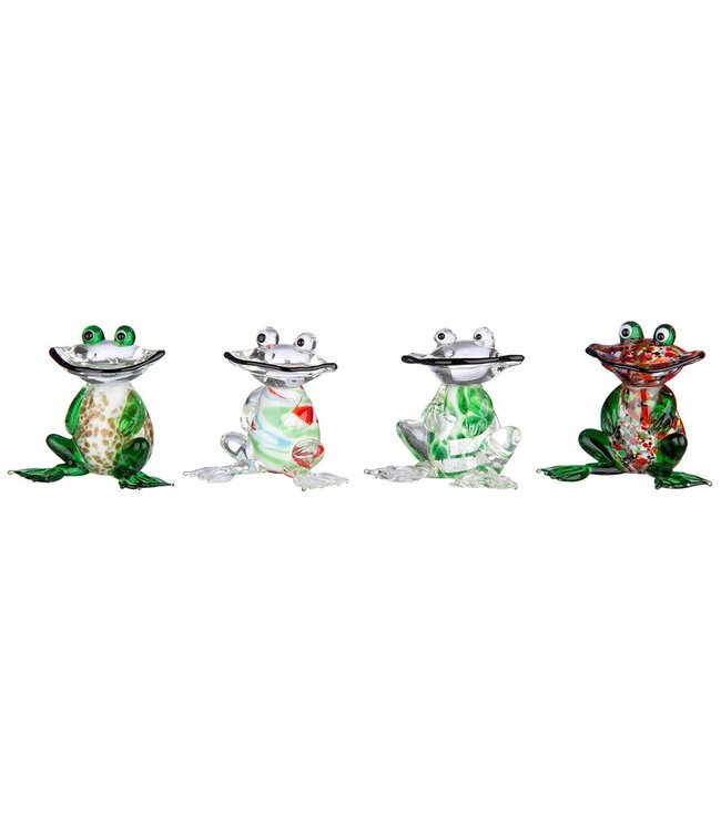Glazen Kikkers - set van 4