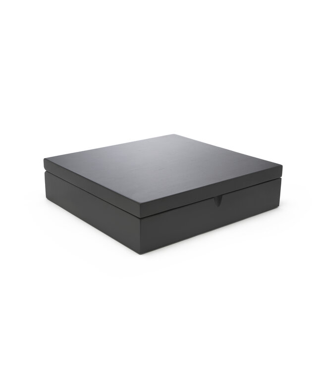 Theekist zwart met tekst graveren (12 vakken)