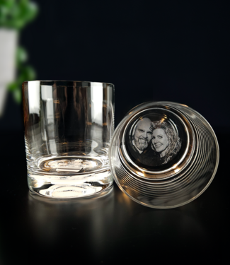 Whisky / water glas met foto in bodem