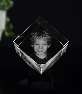 2D foto in glas - Kubus 4 cm staand op hoek - Kristal Glas