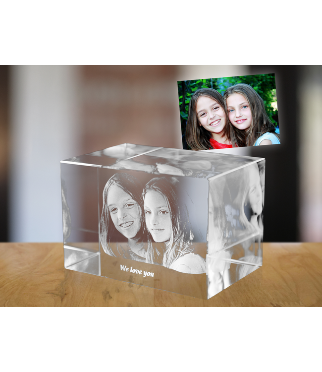 3D foto in glas - Rechthoek Blok - 5x5x8 cm - Kristalglas