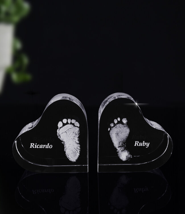 2D foto in glas - Hart Klein  58x58x30 mm - Kristal Glas