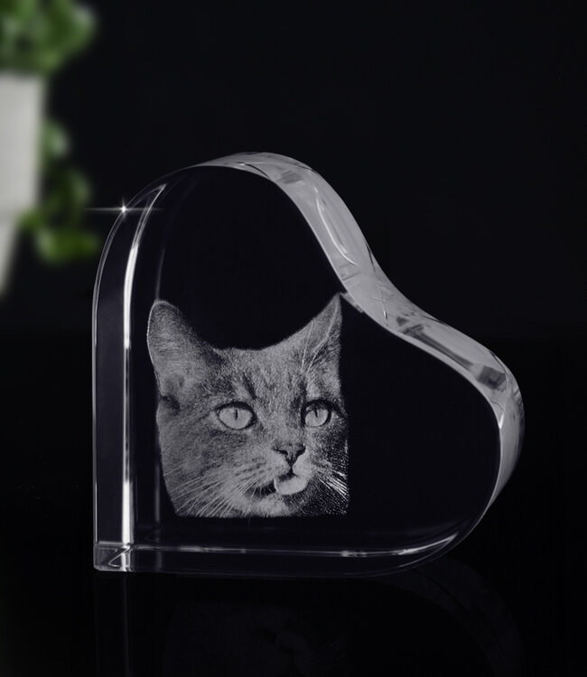 2D foto in glas - Hart Klein  58x58x30 mm - Kristal Glas