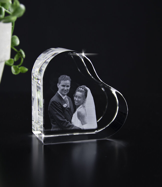 2D foto in glas - Hart Klein  58x58x30 mm - Kristal Glas
