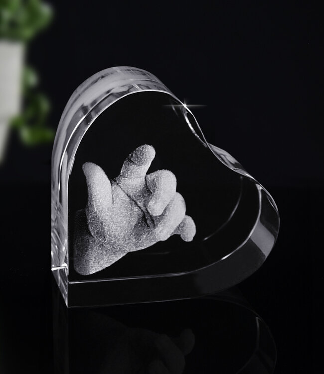 2D foto in glas - Hart Groot 100x100x50 mm - Kristal Glas
