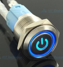 Drukschakelaar Latching met Verlicht logo en ringverlichting Blauw