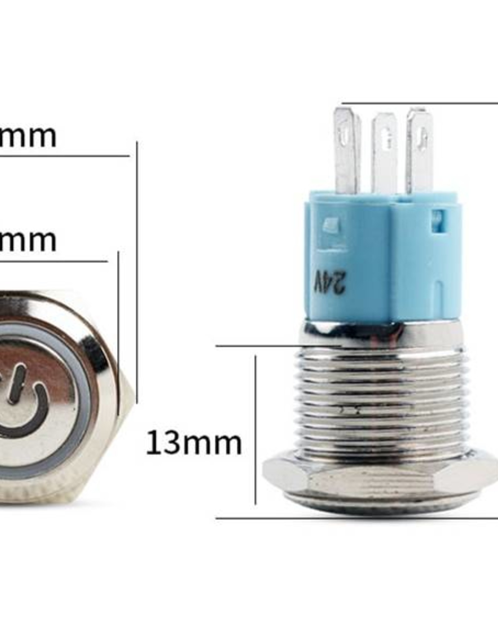 Drukschakelaar Latching met Verlicht logo en ringverlichting Blauw