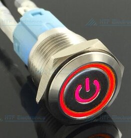 Drukschakelaar Latching met Verlicht logo en ringverlichting Rood