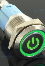 Drukschakelaar Latching met Verlicht logo en ringverlichting Groen