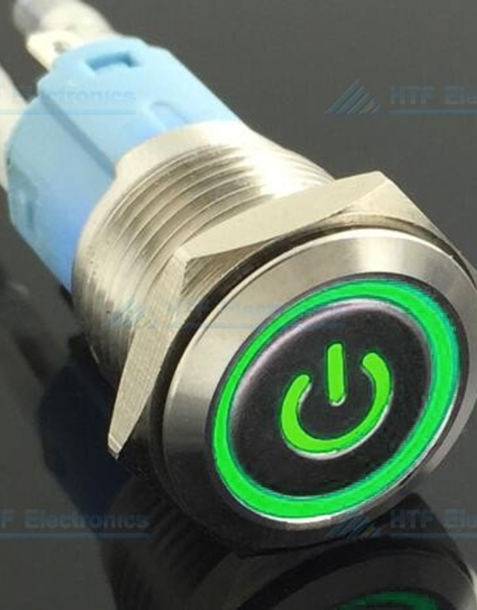 Drukschakelaar Latching met Verlicht logo en ringverlichting Groen